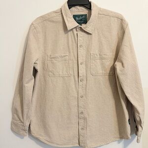 Woolrich Green Label Tan Cotton Button Front Shirt Mens XL 2 Pocket Casual